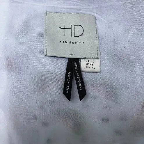 HD in Paris Anthropologie Watermelon Midi Dress Sz 8 White One Shoulder Fruit