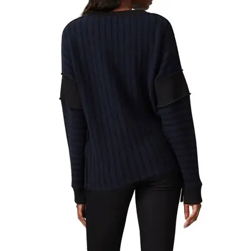 Maison Margiela Long Sleeve Navy Ribbed Oversized Crewneck Knit Sweater Size L Blue Size L