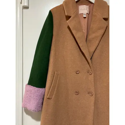 Hutch Blaire Coat Double Breasted Nude Green Lavender Size Small NWOT Timeless
