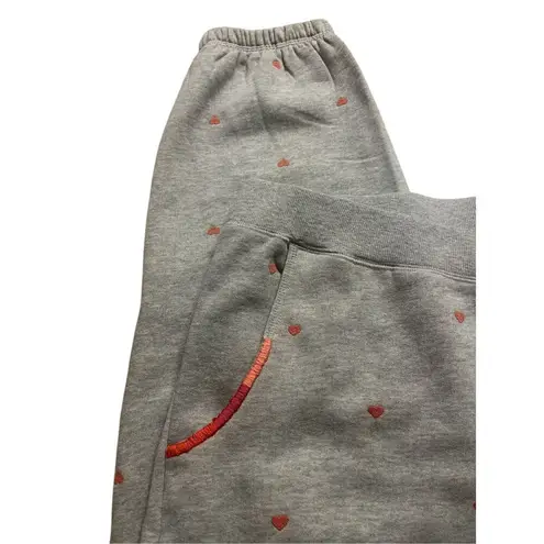 Sundance lounge pants gray with pink hearts sz Large