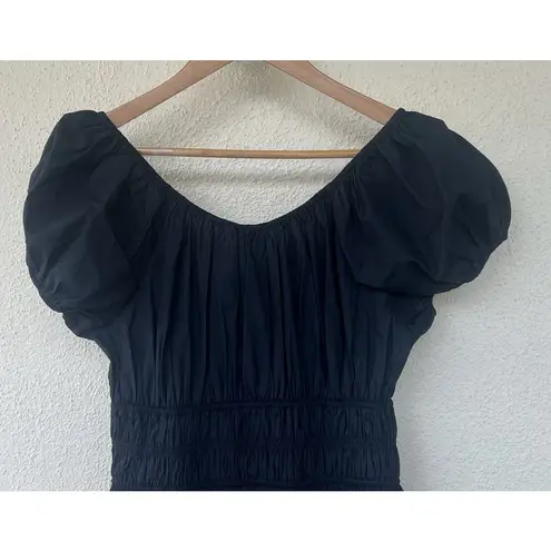 Doen Enya Pleated Organic Cotton Maxi Dress M Two Tone Ruched Romantic Feminine Black Size M