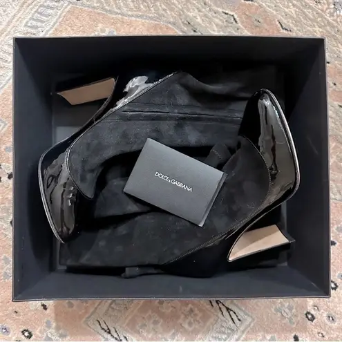 Dolce & Gabbana Round Toe Pump Insert Over The Knee Suede Sock Boots Black Sz 36