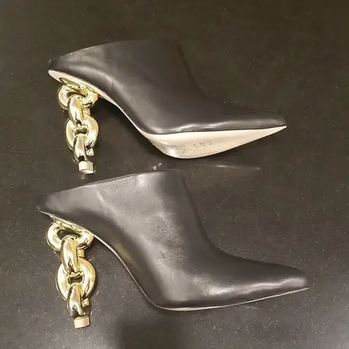 Cult Gaia ππ Nila Mule Leather Chain Heel ~ Black 39 New without Box