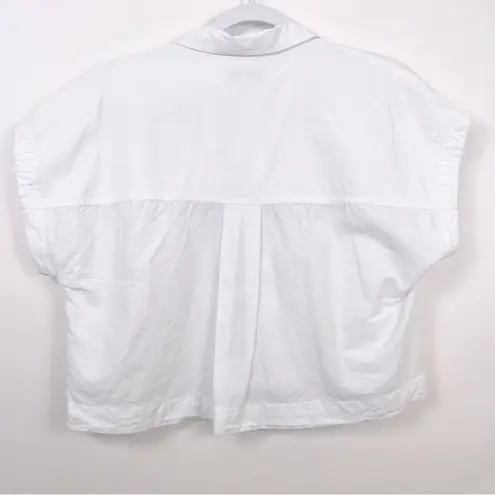 Madewell  Crop Dolman Linen Short Sleeve Shirt in White Size Medium