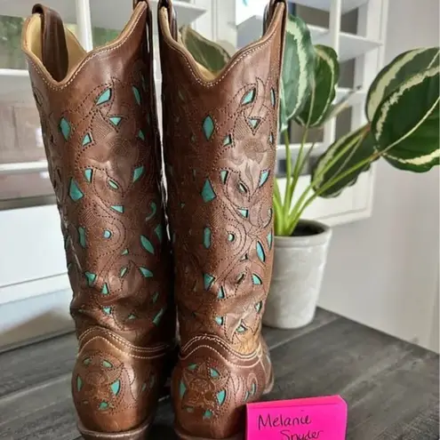 Justin Boots Justin brand leather Corral style A1952 cowgirl boots