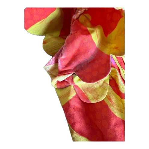 Unique Rainbow Jaguar Button Down Womens Midi Dress Jungle Vibrant Size Small Red