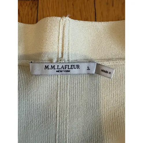 M.M. Lafleur Sweater Womens Large Ivory Open Front Knit Cardigan Blazer Jardigan