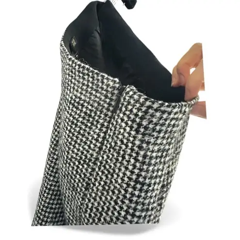 Massimo Dutti NEW WOOL Classic Black and White Houndstooth lined Mini Skirt XS - Image 4