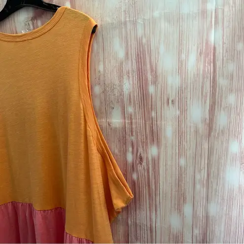 Terra & Sky  Orange Tiered Pink Ruffle Tank Dress