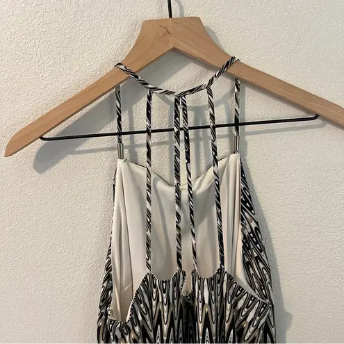 Kensie  Women's Sound Waves Printed Cami Dress Halter Neck Shift Chiffon‎ Size M