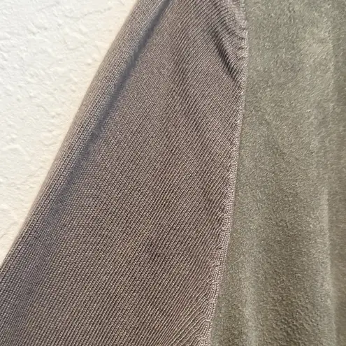 INC International Concepts Olive Fringe Cardigan Faux Suede Boho Size L Earthy Green Size L