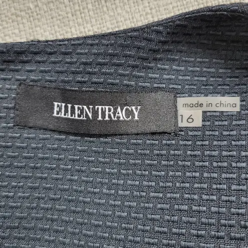 Ellen Tracy Womens Sheath Dress Size 16 Navy Beaded Sequin Statement Collar Mini