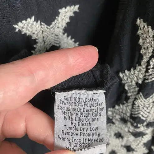 Johnny Was Black&White Embroidered Open Front Cotton Kimono Duster Jacket Sz.2X