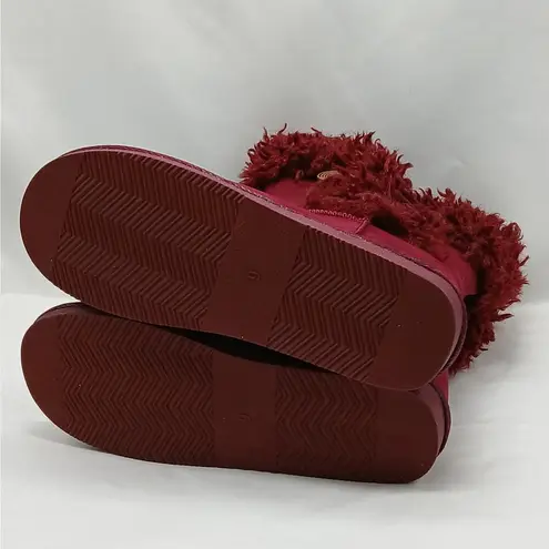 Shoedazzle Loretta Fuzzy Booties Women's 9 Dark Red Faux Suede Fur Boots Shoes