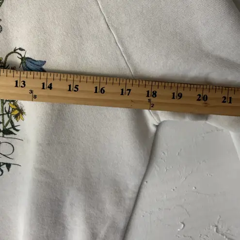 Vintage 90s Sweatshirt Womens Medium Wildflower Floral Cottage Pullover USA White