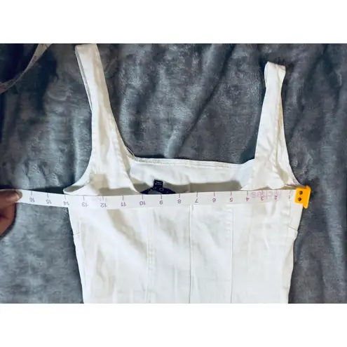 Fore Size Small Elegant Contemporary White Sleeveless Dress Midi Square Neck