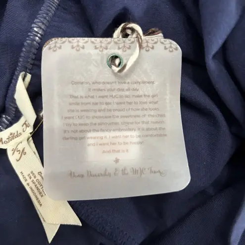 Matilda Jane Big Ruffle Pants Women Small Navy Blue Wide Leg Cotton Pull On Crop