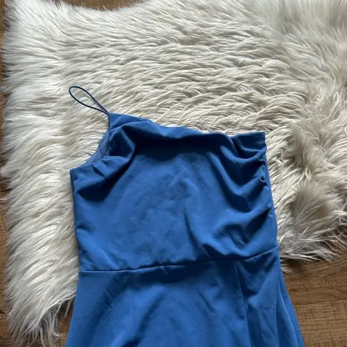 Lulus LULU’S Elegant Allure Slate Blue One Shoulder Sleeveless Midi Dress - Image 6