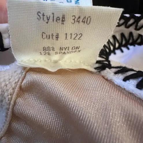 Vtg White One Piece Contrast Black Stitching Bathing Suit Swimwear NEW size 8 Size M