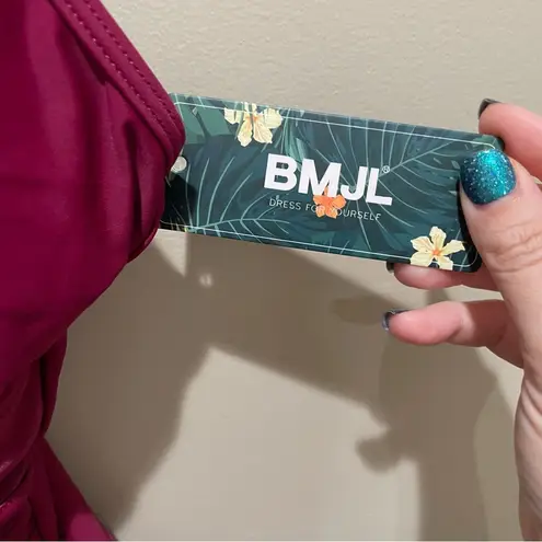 BMJL Tummy Control Mesh One Piece Bathing Burgundy Women’s Size Medium NWT Pink