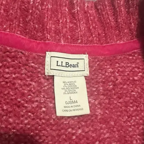 LLBean Cable Knit Sweater Vest L Wool Blend Button Front Cottagecore Academia Pink Size L