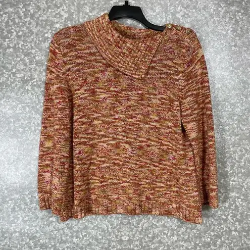Susan Bristol Women's Orange Marled Cowl Neck Sweater - Size Large - Cozycore