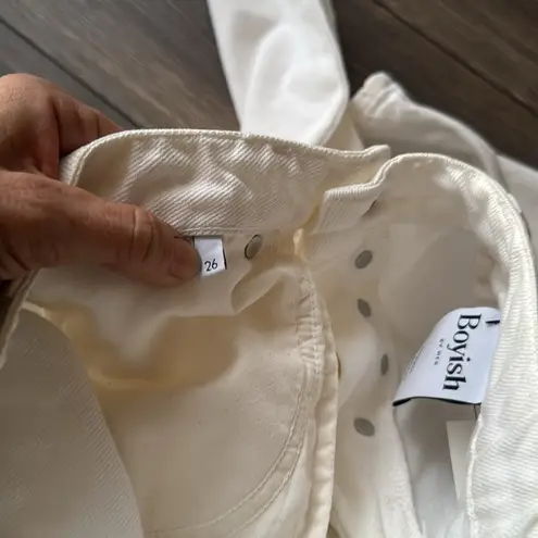 Boyish BY HER white Buttonfly denim jeans size 26 Bailey in Vertigo cut 0295