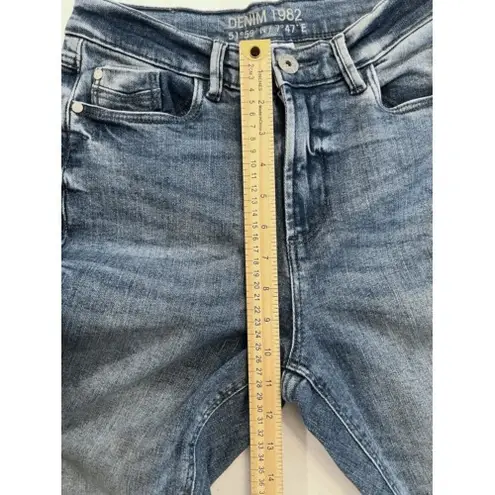 Denim 1982 Womens Blue Cotton Blend Skinny Raw Hem Jeans Size 36 Waist 27" Blue