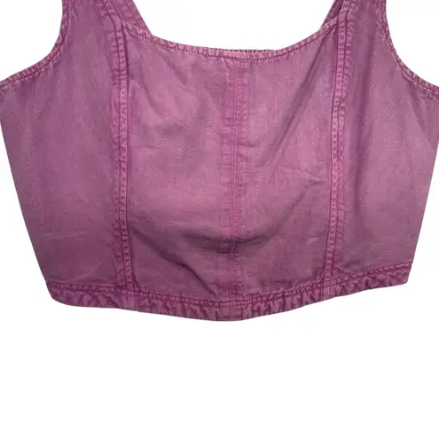 Pilcro Lilac Corset Cropped Square Neck Tank Top Women's Size L Purple Size L