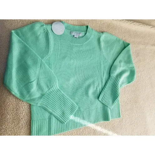 Hill House Home Cropped Silvia Sweater Ocean Wave Green 100% Merino Wool Size S