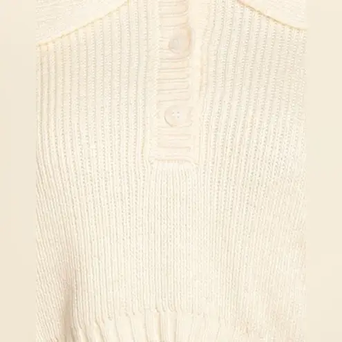 Danielle Bernstein WeWoreWhat Cream Collared Crop Knit Sweater Small