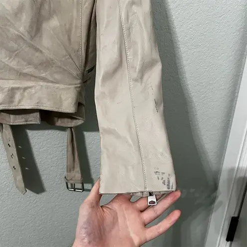 ALLSAINTS Women's Balfern Biker Sandstone Biker Jacket Size 6 Asymmetric Zip