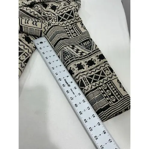 Womans Medium Brown Beige Jacquard Animal Geometric Lined Blazer