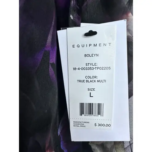 Equipment New Dark Floral Print 100% Silk Shirt Long Sleeved Md-Long Blouses Lg