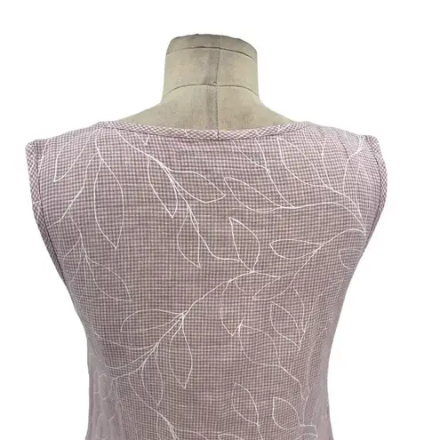 Flax Woodstock Dress Linen Lilac Lavender White Gingham Floral Size XS