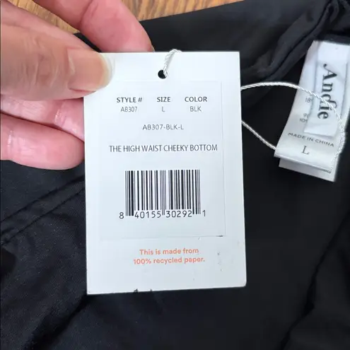 ANDIE Bikini Set Havana top High Waisted Cheeky Bikini Bottom Black Large NWT