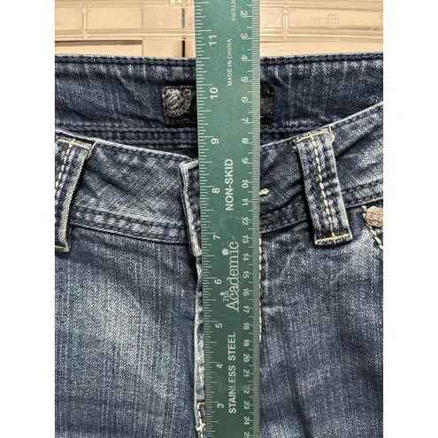 Silver Jeans Suki Surplus Straight Med Wash Low Rise Embroidery Size 31/32 Logo