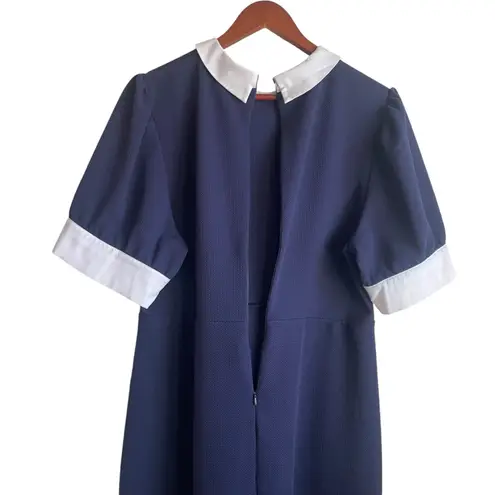 Riley & Rae Sheath Women Dress XL Textured Peterpan Collar Preppy Academia Twee Blue