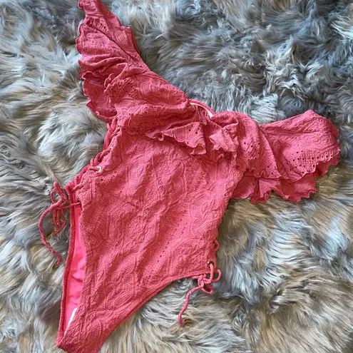 NWT stunning pink lace bodysuit swimsuit Size XS