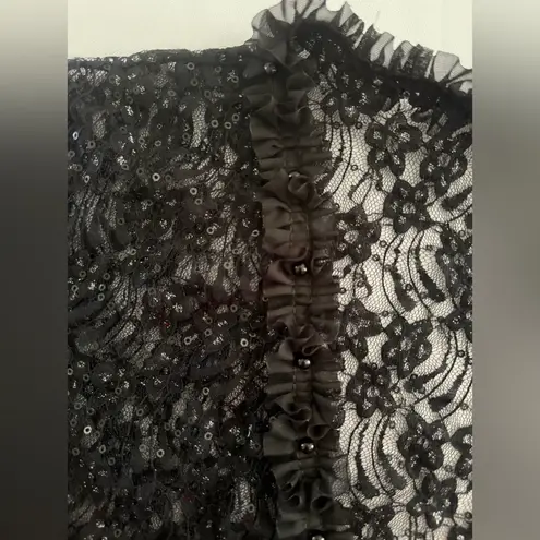 Vivian’s Fashions Black Embroidery Lace Shawl Cardigan Bolero Shrug 3/4 Sleeve S