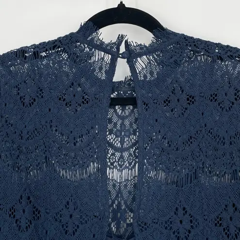 Saylor Anthropologie Navy Blue Long Sleeve Lace Layered Coquette Romper XS