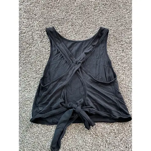 Lululemon Black Tank Top Crisscross Tie Back Sleeveless Athletic Size XS