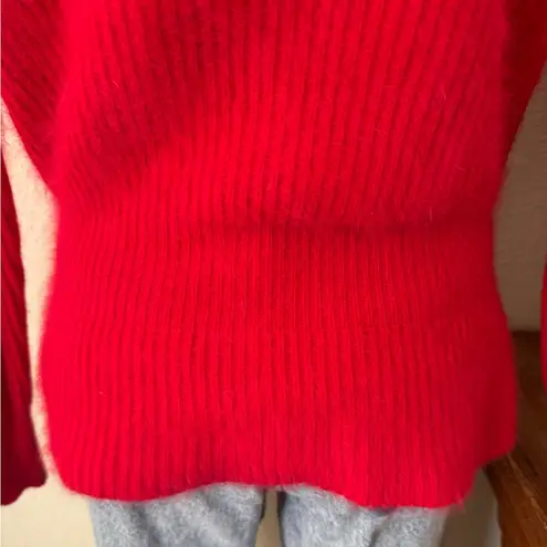 Vintage Red Angora‎ Wool Turtleneck Sweater office preppy medium