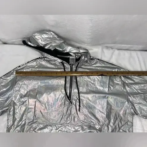 PINK - Victoria's Secret Victoria Secret Pink Metallic Track Anorak 1/4 Zip Jacket Hoodie NEW