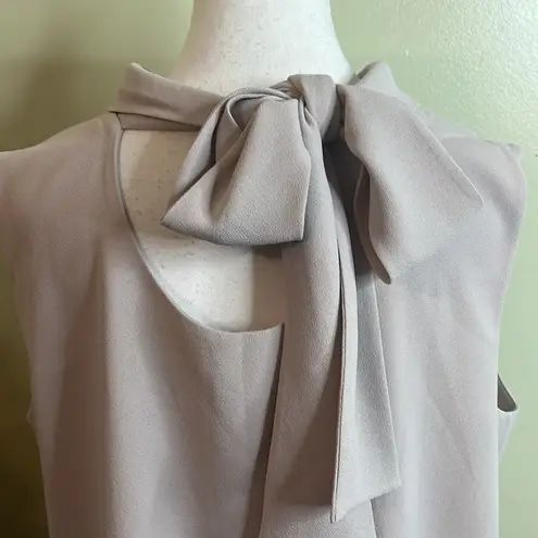 COS beige Sleeveless mock neck tie back longline tunic top size 12