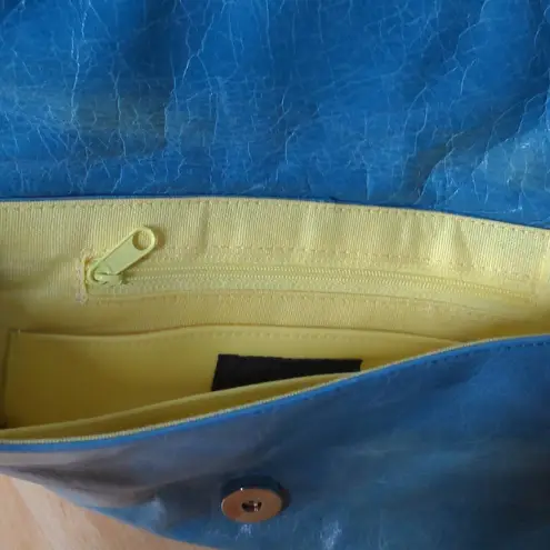 Hobo International Distressed Turquoise Buckle Leather Clutch Wristlet Handbag