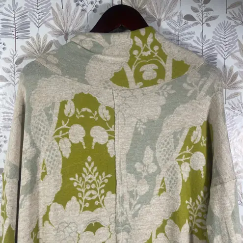 Saturday Sunday Anthropologie Hooded Tunic Dress M Green Floral Jacquard Knit Size M