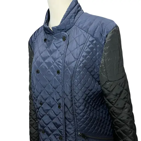 Black Rivet Jacket Womens XL Blue Black Quilted Double Breasted Pockets Outdoors