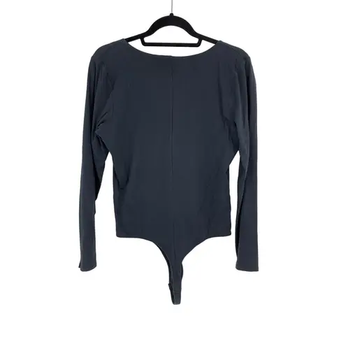 Everlane  Bodysuit Womens XL Long Sleeve Black V-Neck Snap Bottom Stretch