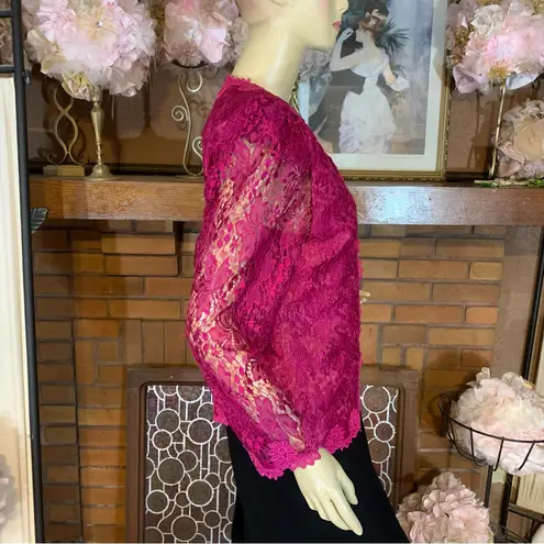 IN THE MOOD VINTAGE 1990'S FUCSHIA PINK LACE STRUCTURED BLOUSE (8)